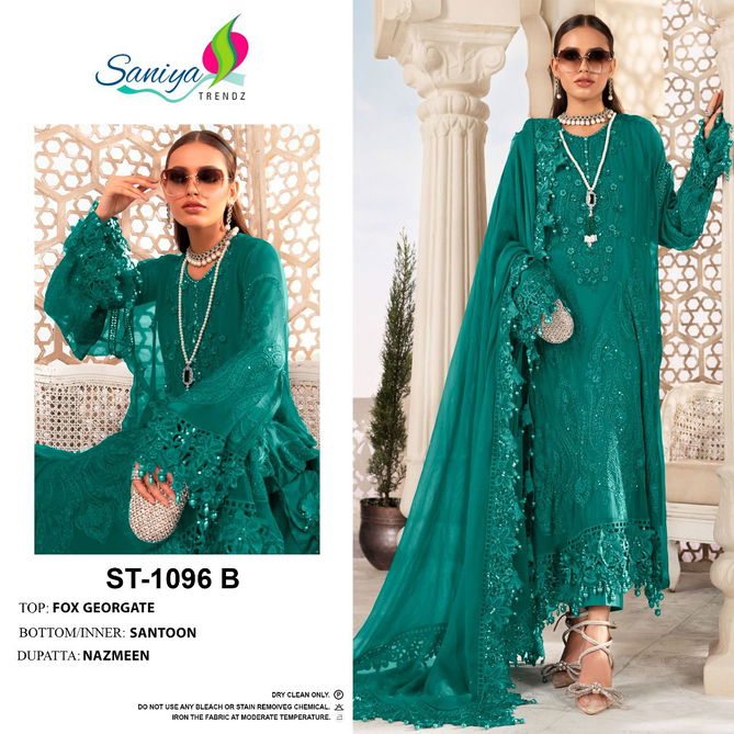 Saniya St 1096 Festive Wear Wholesale Georgette Pakistani Salwar Suit Catalog
